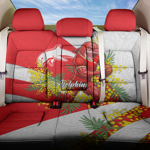 Dolphins Back Car Seat Cover Golden Wattle Floral Polynesian - Australian Flower - Rugby Mascot
