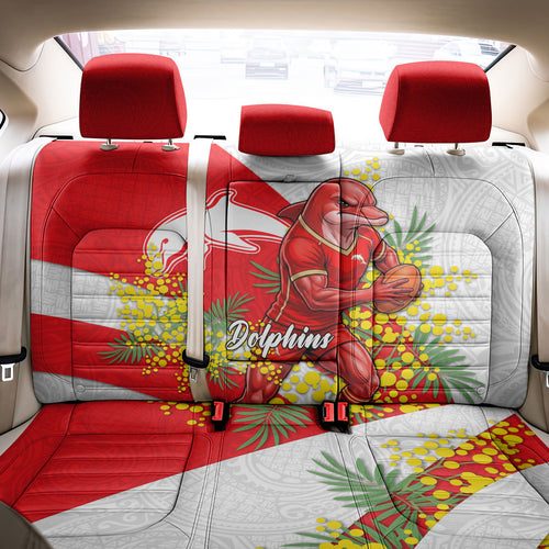 Dolphins Back Car Seat Cover Golden Wattle Floral Polynesian - Australian Flower - Rugby Mascot