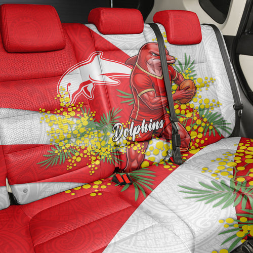 Dolphins Back Car Seat Cover Golden Wattle Floral Polynesian - Australian Flower - Rugby Mascot