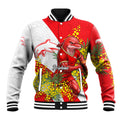 Dolphins Baseball Jacket Golden Wattle Floral Polynesian - Australian Flower - Rugby Mascot