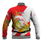 Dolphins Baseball Jacket Golden Wattle Floral Polynesian - Australian Flower - Rugby Mascot