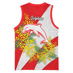 Dolphins Basketball Jersey Golden Wattle Floral Polynesian - Australian Flower - Rugby Mascot