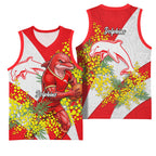 Dolphins Basketball Jersey Golden Wattle Floral Polynesian - Australian Flower - Rugby Mascot