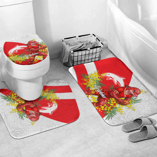 Dolphins Bathroom Set Golden Wattle Floral Polynesian - Australian Flower - Rugby Mascot