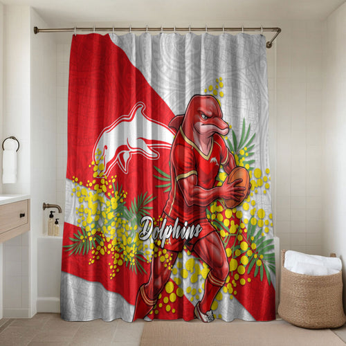 Dolphins Bathroom Set Golden Wattle Floral Polynesian - Australian Flower - Rugby Mascot