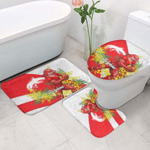 Dolphins Bathroom Set Golden Wattle Floral Polynesian - Australian Flower - Rugby Mascot