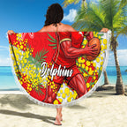 Dolphins Beach Blanket Golden Wattle Floral Polynesian - Australian Flower - Rugby Mascot