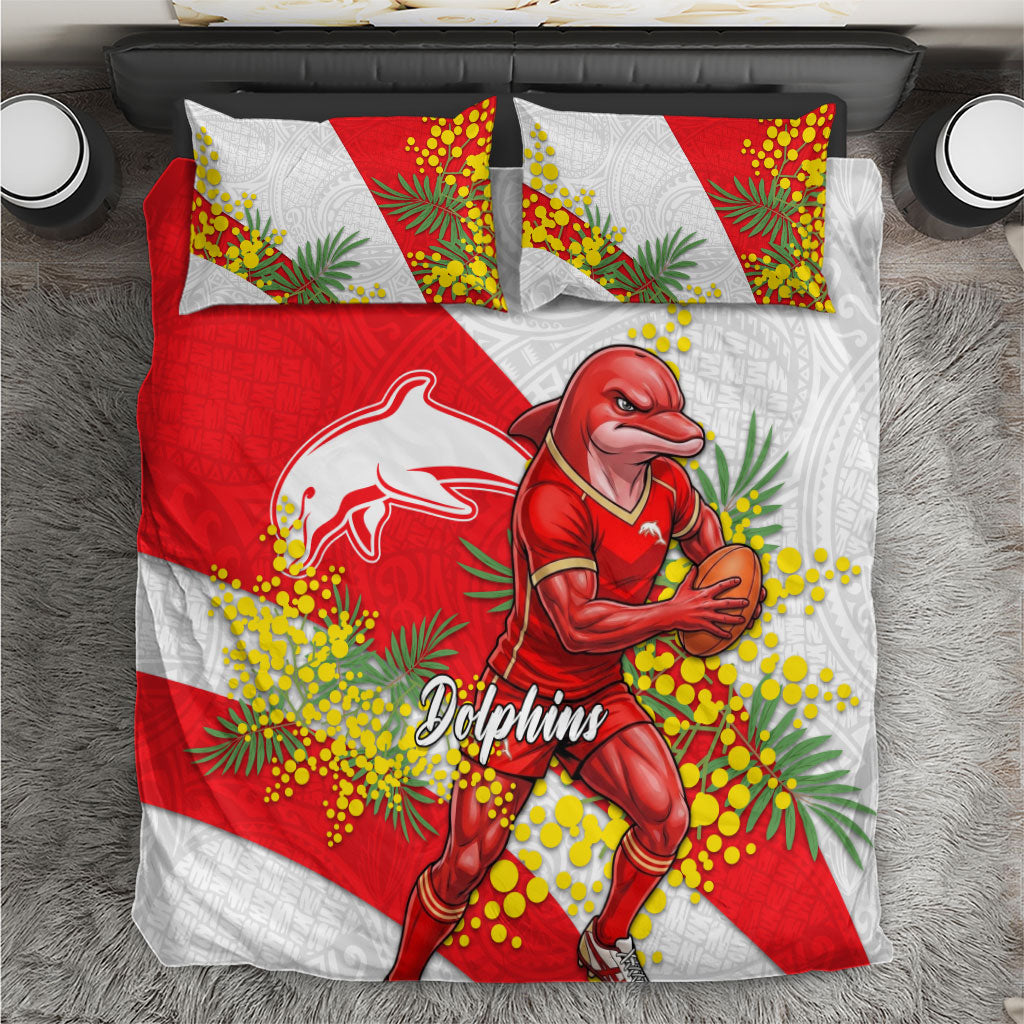 Dolphins Bedding Set Golden Wattle Floral Polynesian - Australian Flower - Rugby Mascot