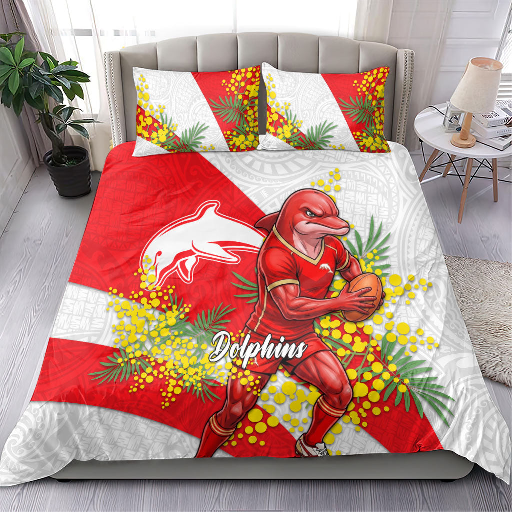 Dolphins Bedding Set Golden Wattle Floral Polynesian - Australian Flower - Rugby Mascot