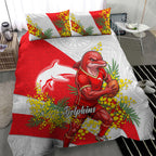 Dolphins Bedding Set Golden Wattle Floral Polynesian - Australian Flower - Rugby Mascot