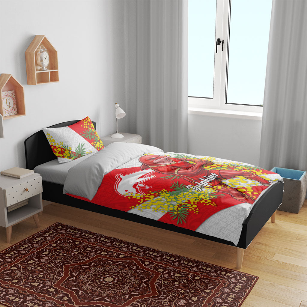 Dolphins Bedding Set Golden Wattle Floral Polynesian - Australian Flower - Rugby Mascot