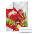 Dolphins Blanket Golden Wattle Floral Polynesian - Australian Flower - Rugby Mascot