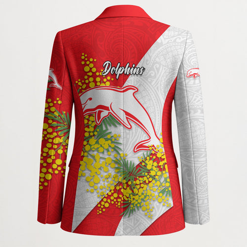 Dolphins Blazer Golden Wattle Floral Polynesian - Australian Flower - Rugby Mascot