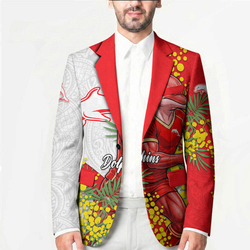 Dolphins Blazer Golden Wattle Floral Polynesian - Australian Flower - Rugby Mascot