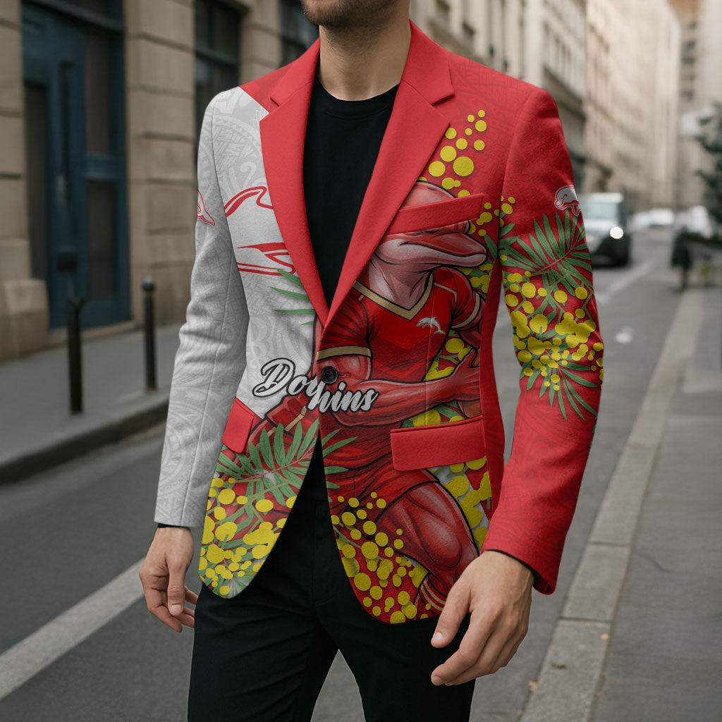 Dolphins Blazer Golden Wattle Floral Polynesian - Australian Flower - Rugby Mascot