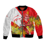 Dolphins Bomber Jacket Golden Wattle Floral Polynesian - Australian Flower - Rugby Mascot