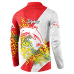 Dolphins Button Sweatshirt Golden Wattle Floral Polynesian - Australian Flower - Rugby Mascot