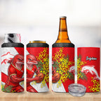 Dolphins 4 in 1 Can Cooler Tumbler Golden Wattle Floral Polynesian - Australian Flower - Rugby Mascot