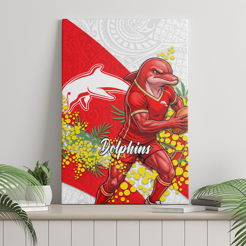 Dolphins Canvas Wall Art Golden Wattle Floral Polynesian - Australian Flower - Rugby Mascot