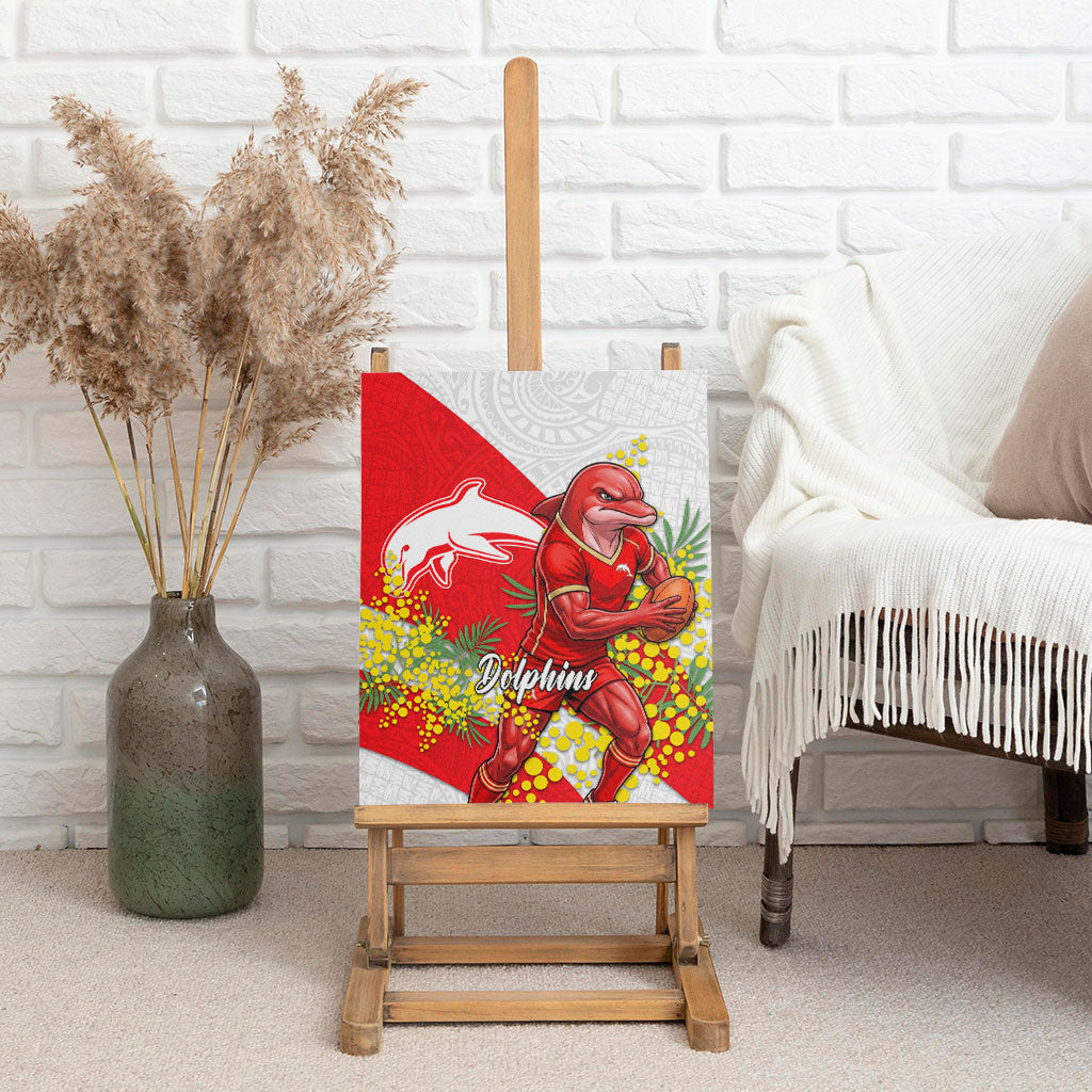 Dolphins Canvas Wall Art Golden Wattle Floral Polynesian - Australian Flower - Rugby Mascot