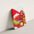 Dolphins Canvas Wall Art Golden Wattle Floral Polynesian - Australian Flower - Rugby Mascot