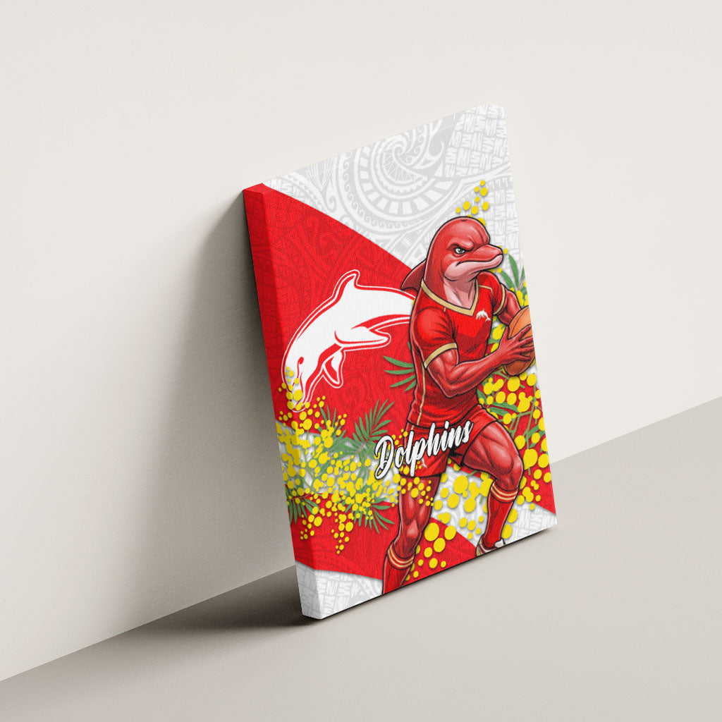 Dolphins Canvas Wall Art Golden Wattle Floral Polynesian - Australian Flower - Rugby Mascot