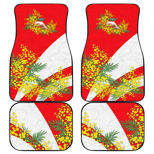 Dolphins Car Mats Golden Wattle Floral Polynesian - Australian Flower - Rugby Mascot