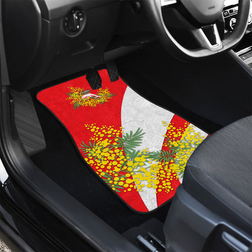 Dolphins Car Mats Golden Wattle Floral Polynesian - Australian Flower - Rugby Mascot