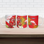 Dolphins Ceramic Mug Golden Wattle Floral Polynesian - Australian Flower - Rugby Mascot