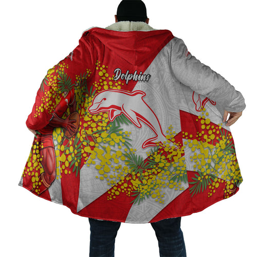 Dolphins Cloak Golden Wattle Floral Polynesian - Australian Flower - Rugby Mascot