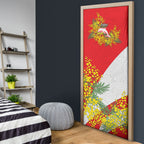 Dolphins Door Cover Golden Wattle Floral Polynesian - Australian Flower - Rugby Mascot