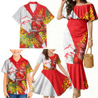 Dolphins Family Matching Mermaid Dress and Hawaiian Shirt Golden Wattle Floral Polynesian - Australian Flower - Rugby Mascot