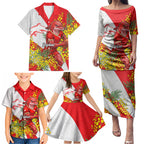 Dolphins Family Matching Puletasi and Hawaiian Shirt Golden Wattle Floral Polynesian - Australian Flower - Rugby Mascot
