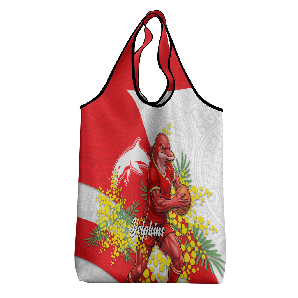 Dolphins Grocery Bag Golden Wattle Floral Polynesian - Australian Flower - Rugby Mascot