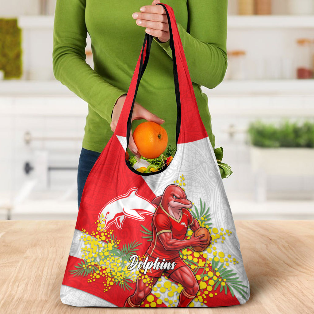 Dolphins Grocery Bag Golden Wattle Floral Polynesian - Australian Flower - Rugby Mascot