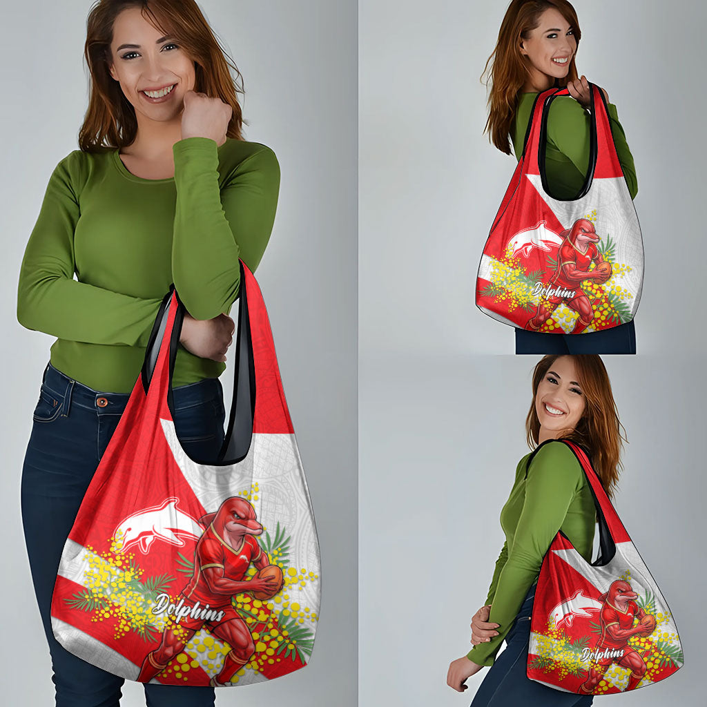 Dolphins Grocery Bag Golden Wattle Floral Polynesian - Australian Flower - Rugby Mascot