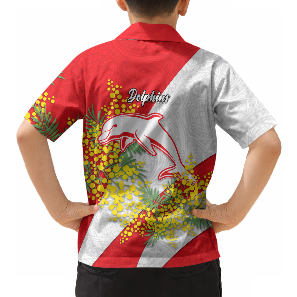 Dolphins Hawaiian Shirt Golden Wattle Floral Polynesian - Australian Flower - Rugby Mascot