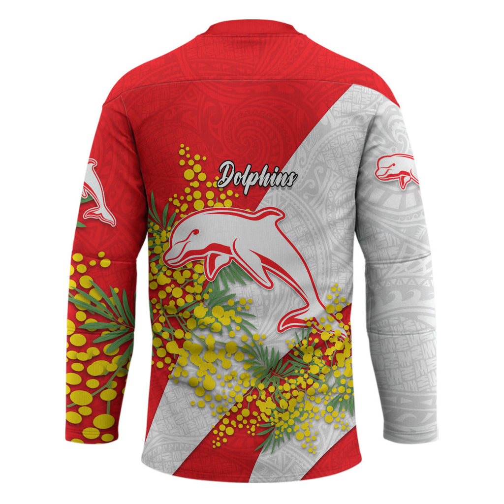 Dolphins Hockey Jersey Golden Wattle Floral Polynesian - Australian Flower - Rugby Mascot