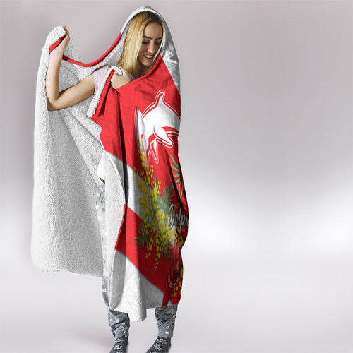 Dolphins Hooded Blanket Golden Wattle Floral Polynesian - Australian Flower - Rugby Mascot