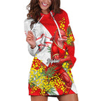 Dolphins Hoodie Dress Golden Wattle Floral Polynesian - Australian Flower - Rugby Mascot