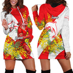 Dolphins Hoodie Dress Golden Wattle Floral Polynesian - Australian Flower - Rugby Mascot