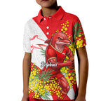 Dolphins Kid Polo Shirt Golden Wattle Floral Polynesian - Australian Flower - Rugby Mascot