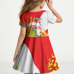 Dolphins Kid Short Sleeve Dress Golden Wattle Floral Polynesian - Australian Flower - Rugby Mascot