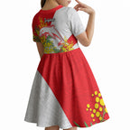 Dolphins Kid Short Sleeve Dress Golden Wattle Floral Polynesian - Australian Flower - Rugby Mascot