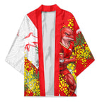 Dolphins Kimono Golden Wattle Floral Polynesian - Australian Flower - Rugby Mascot