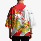 Dolphins Kimono Golden Wattle Floral Polynesian - Australian Flower - Rugby Mascot