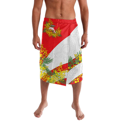 Dolphins Lavalava Golden Wattle Floral Polynesian - Australian Flower - Rugby Mascot