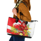 Dolphins Leather Tote Bag Golden Wattle Floral Polynesian - Australian Flower - Rugby Mascot