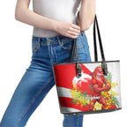 Dolphins Leather Tote Bag Golden Wattle Floral Polynesian - Australian Flower - Rugby Mascot