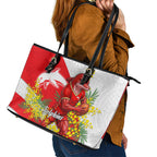 Dolphins Leather Tote Bag Golden Wattle Floral Polynesian - Australian Flower - Rugby Mascot